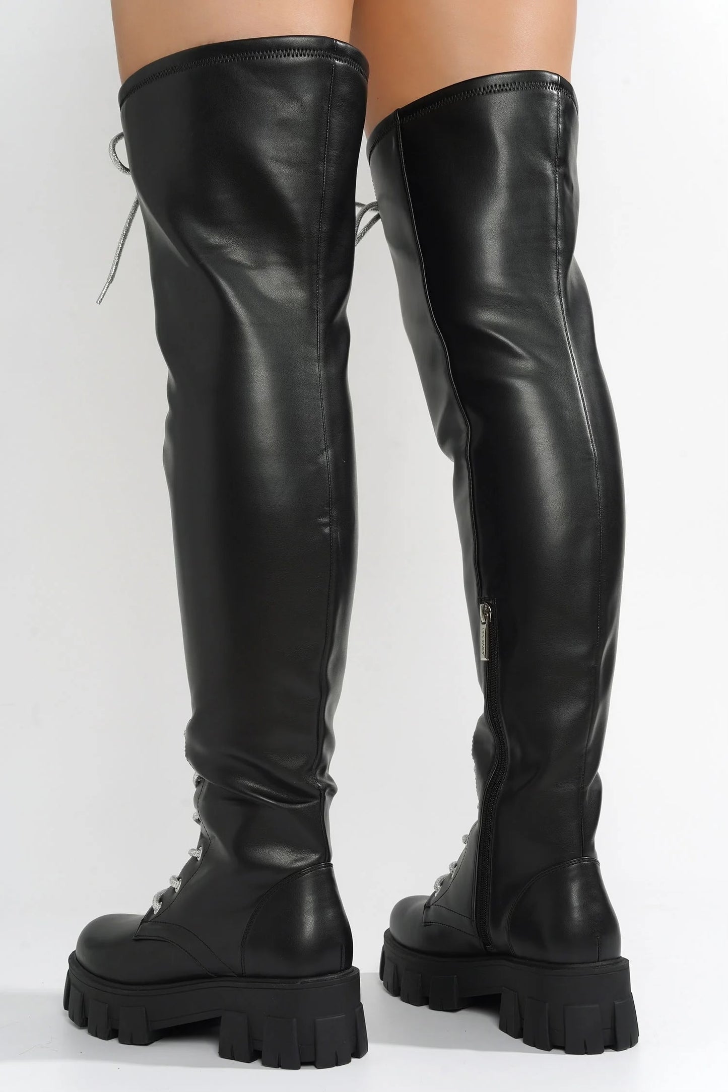 “Boxi” Lace-Up Thigh High Combat Boots