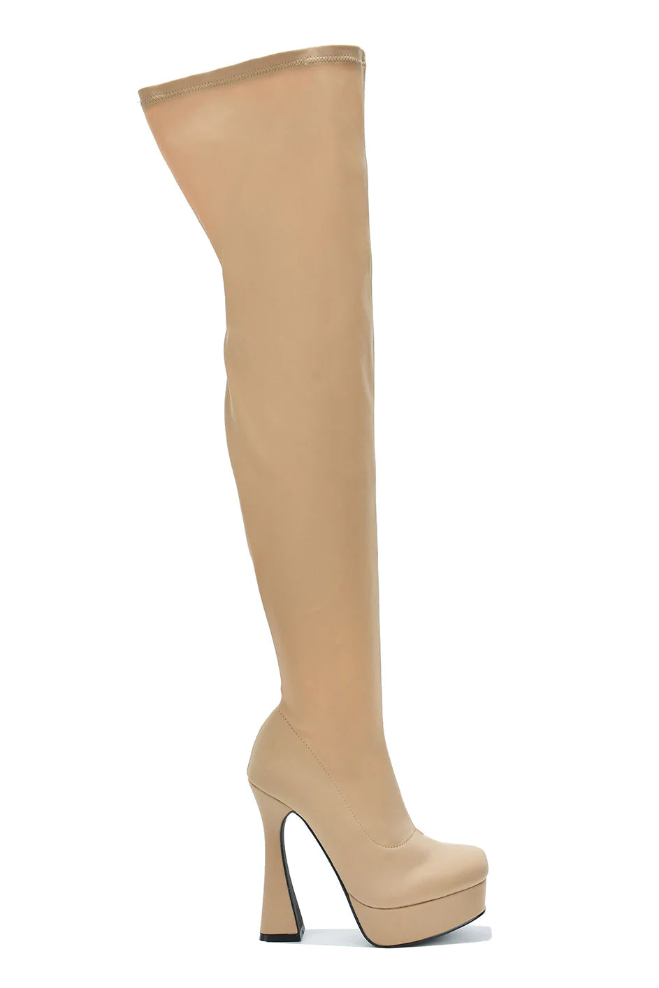 “Cover” Nude thigh high boots