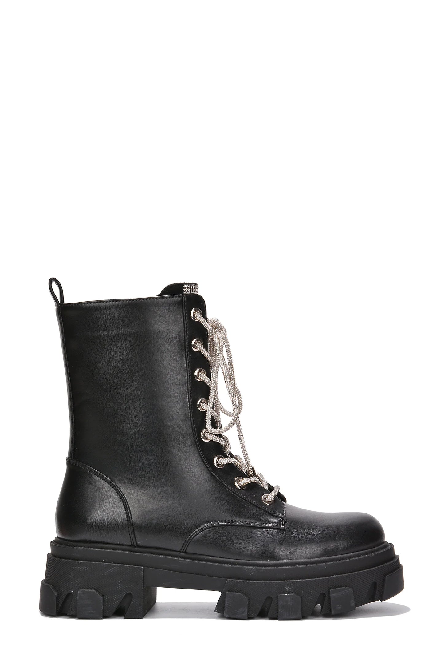 “Nunani” Glitter Shoe String Combat Boots