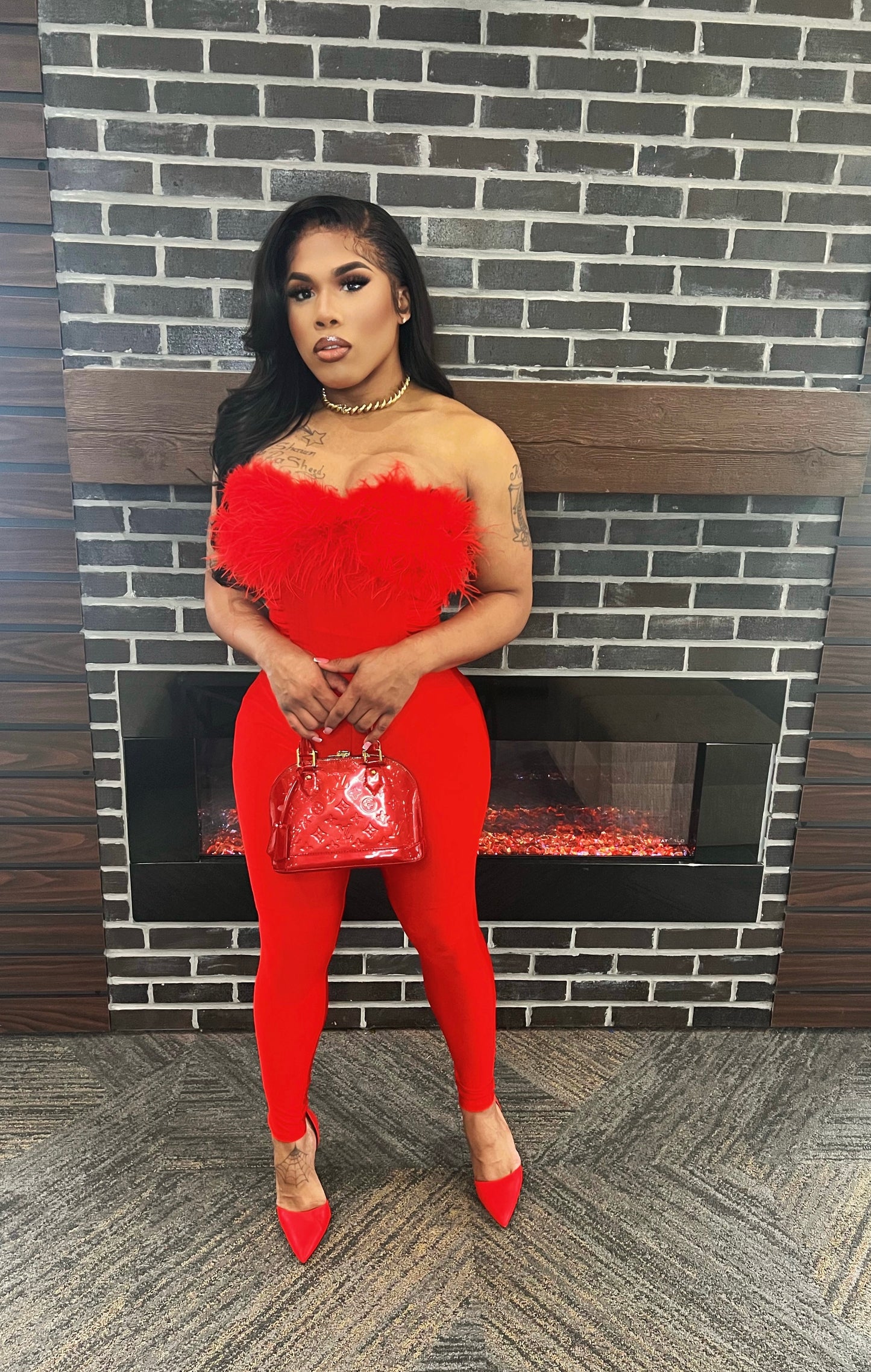 “Valentine” Feather Jumpsuit