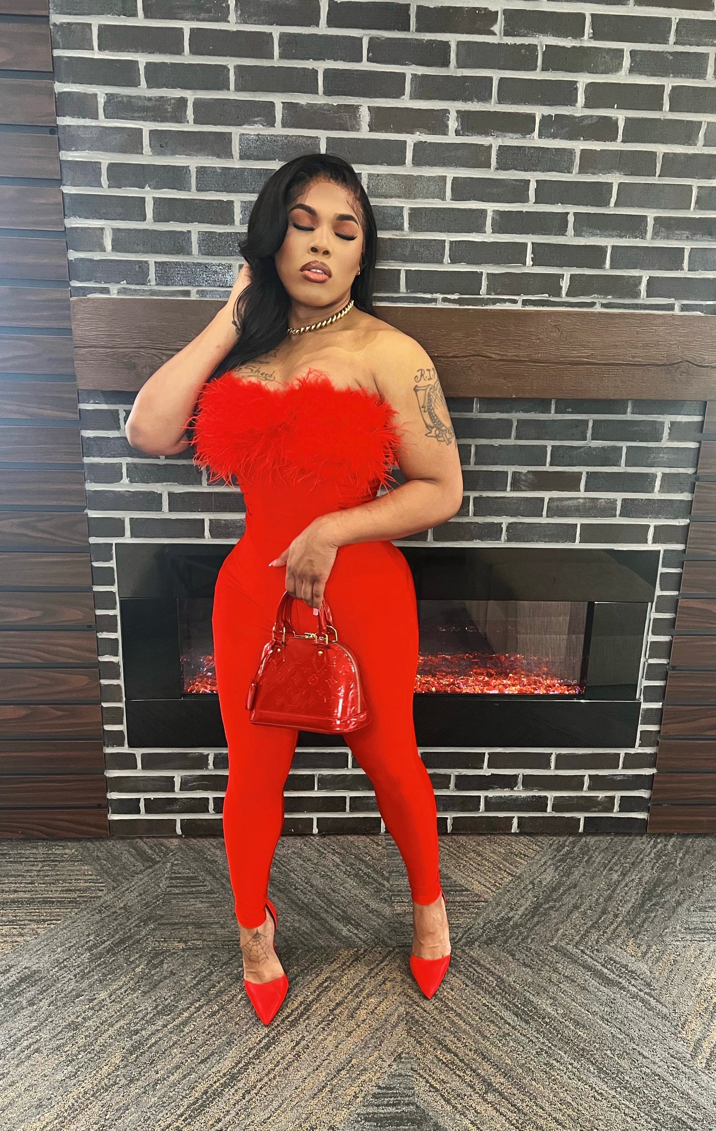 “Valentine” Feather Jumpsuit