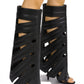 “Leaf” Black Gladiator Heels