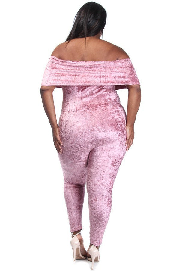Pink Velvet Jumpsuit - Stilletoes Plus KV