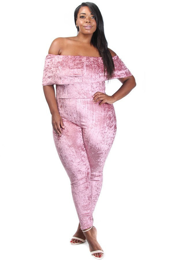Pink Velvet Jumpsuit - Stilletoes Plus KV