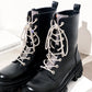 “Nunani” Glitter Shoe String Combat Boots