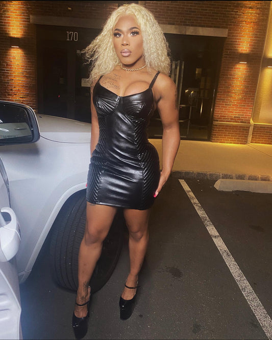 “Dominatrix” leather dress