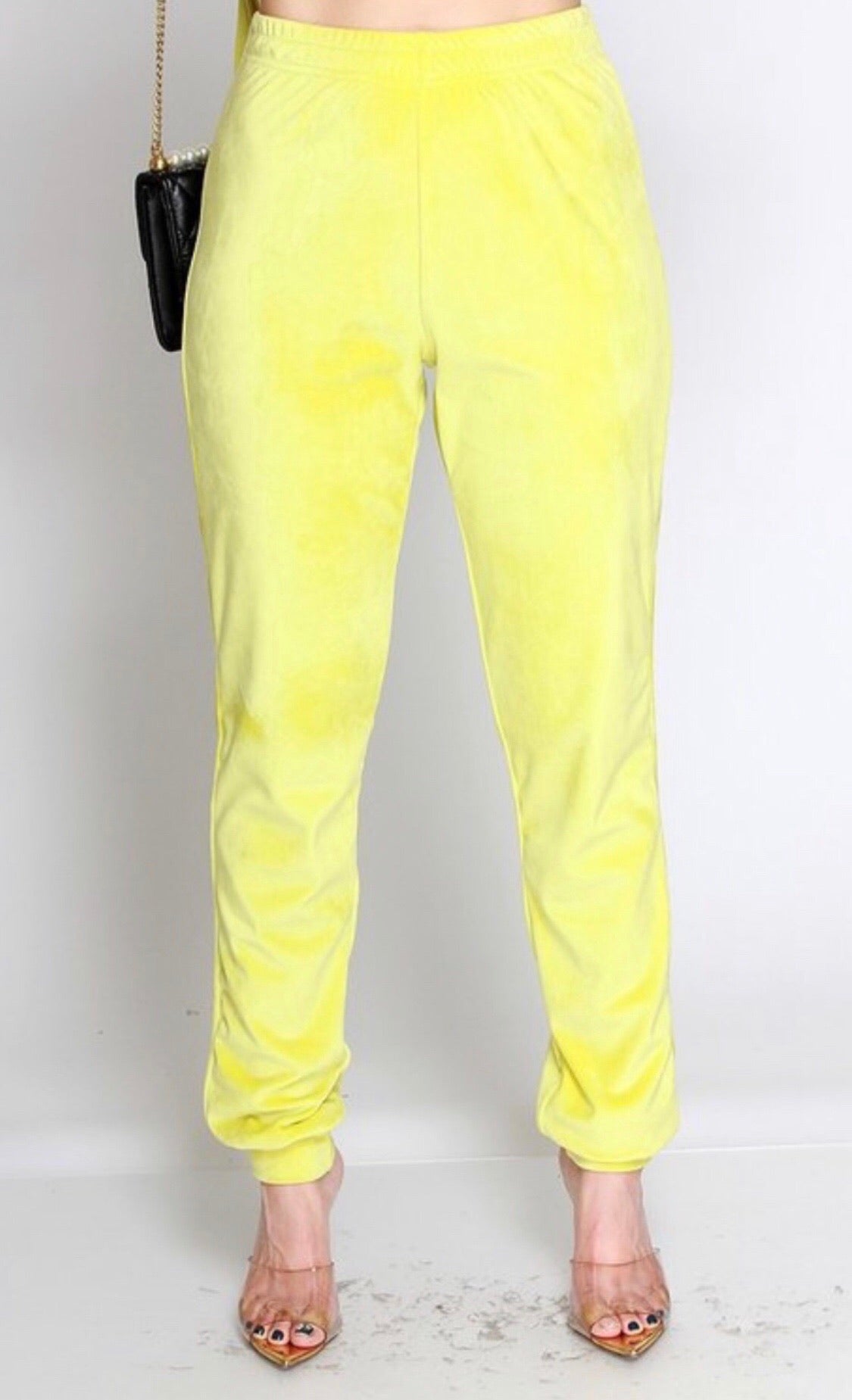 “Lemon Lime” Velvet drawstring top and pants set - Stilletoes Plus KV