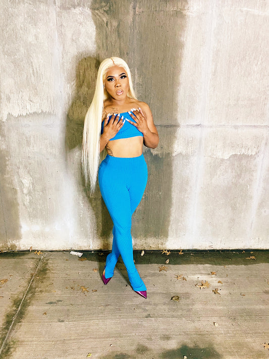 “BODY” Tube Top With Split Boot-Cut Pants Set - Stilletoes Plus KV